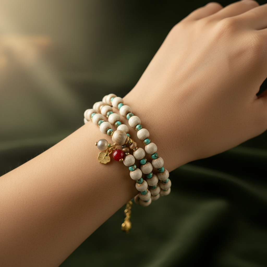 Fortune blessing white bracelet worn on wrist lifestyle photo