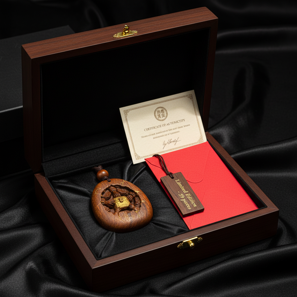 Thunder-struck wood pendant limited edition luxury gift box
