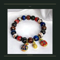 Incense Ash Glazed Bead Bracelet with Tun Jin Shou Guardian