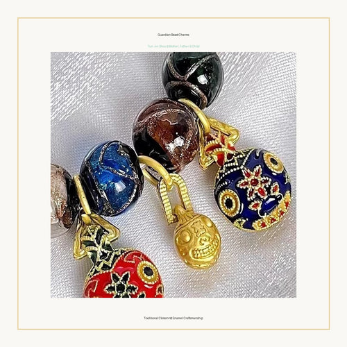 Incense Ash Glazed Bead Bracelet with Tun Jin Shou Guardian