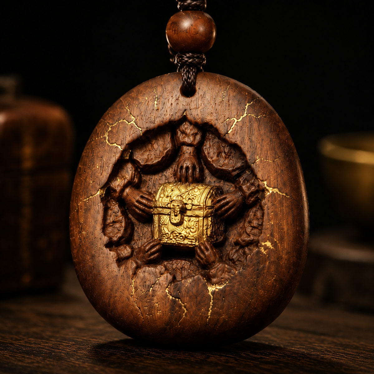 Thunder-Struck Jujube Wood Pendant