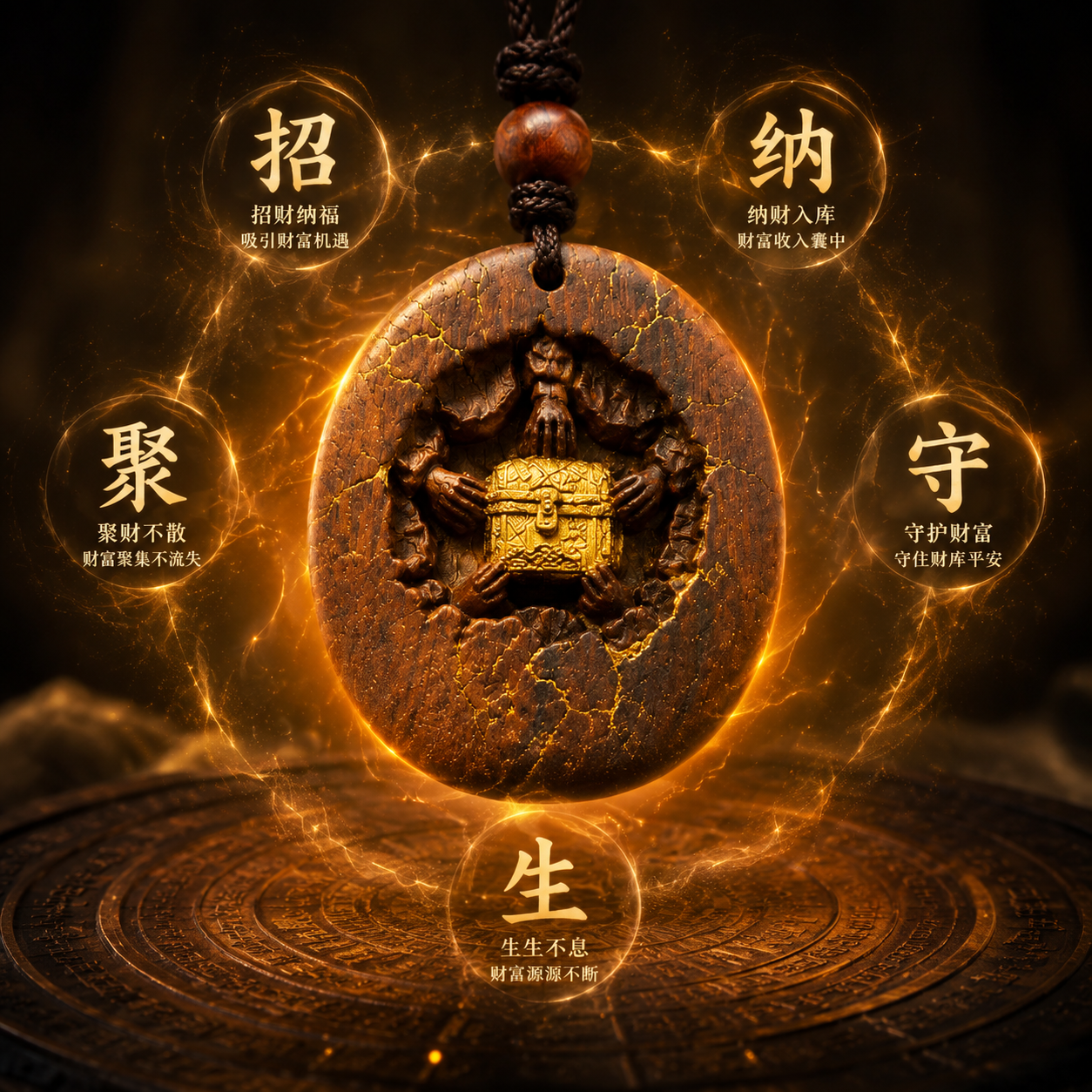Thunder-Struck Jujube Wood Pendant