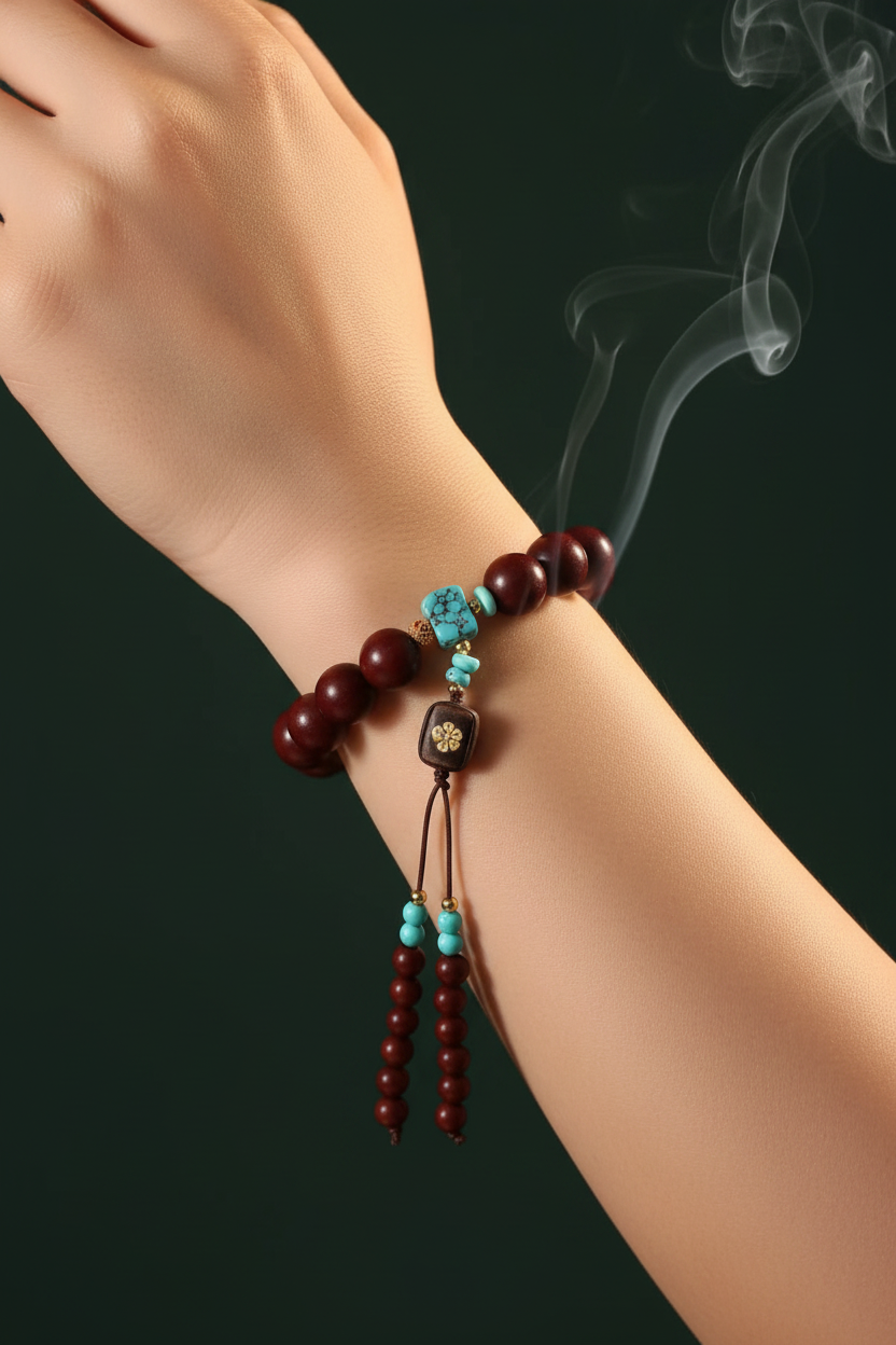 Qi-Activating Beauty Incense Bracelet - Wrist Wearing Shot