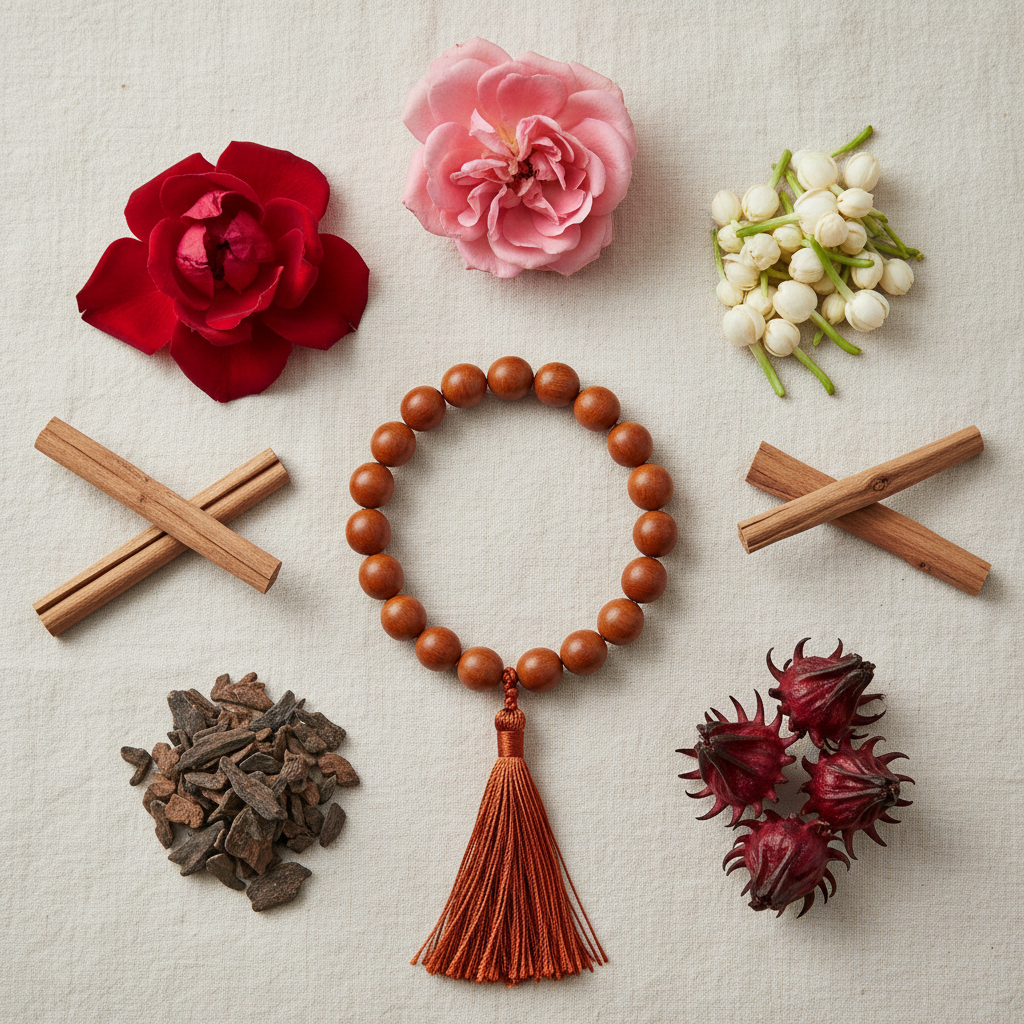 Five Herbs Natural Blend - five botanical flat lay
