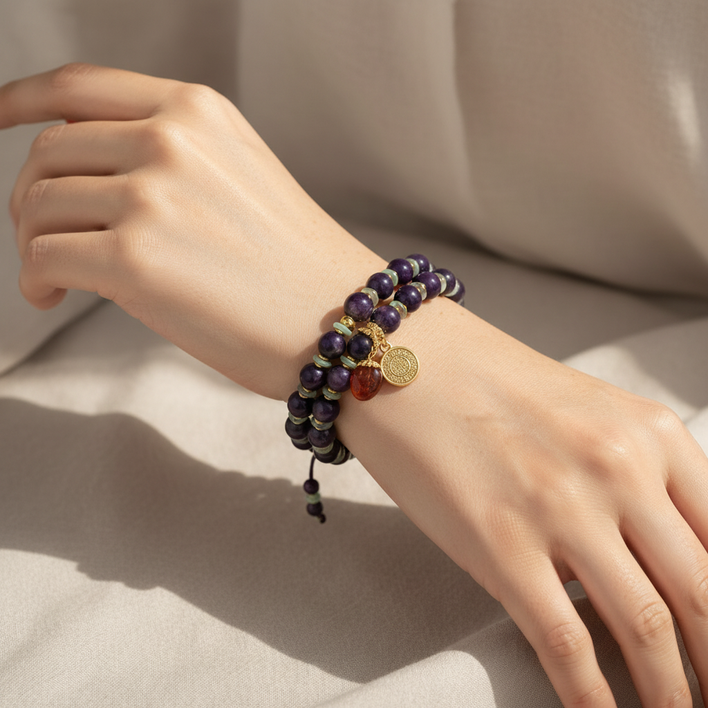 Fortune & Blessing Purple Bracelet - wrist wear lifestyle photo
