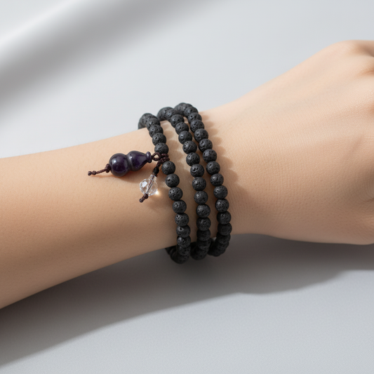 Five Elements Black double wrap wrist bracelet