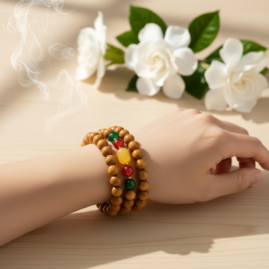 Gardenia Formula - wrist wear lifestyle photo with gardenia flowers