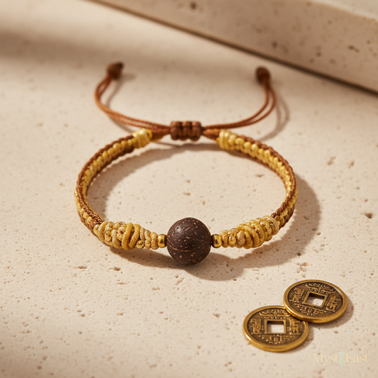 Auspicious cord bracelet hero product shot stone surface