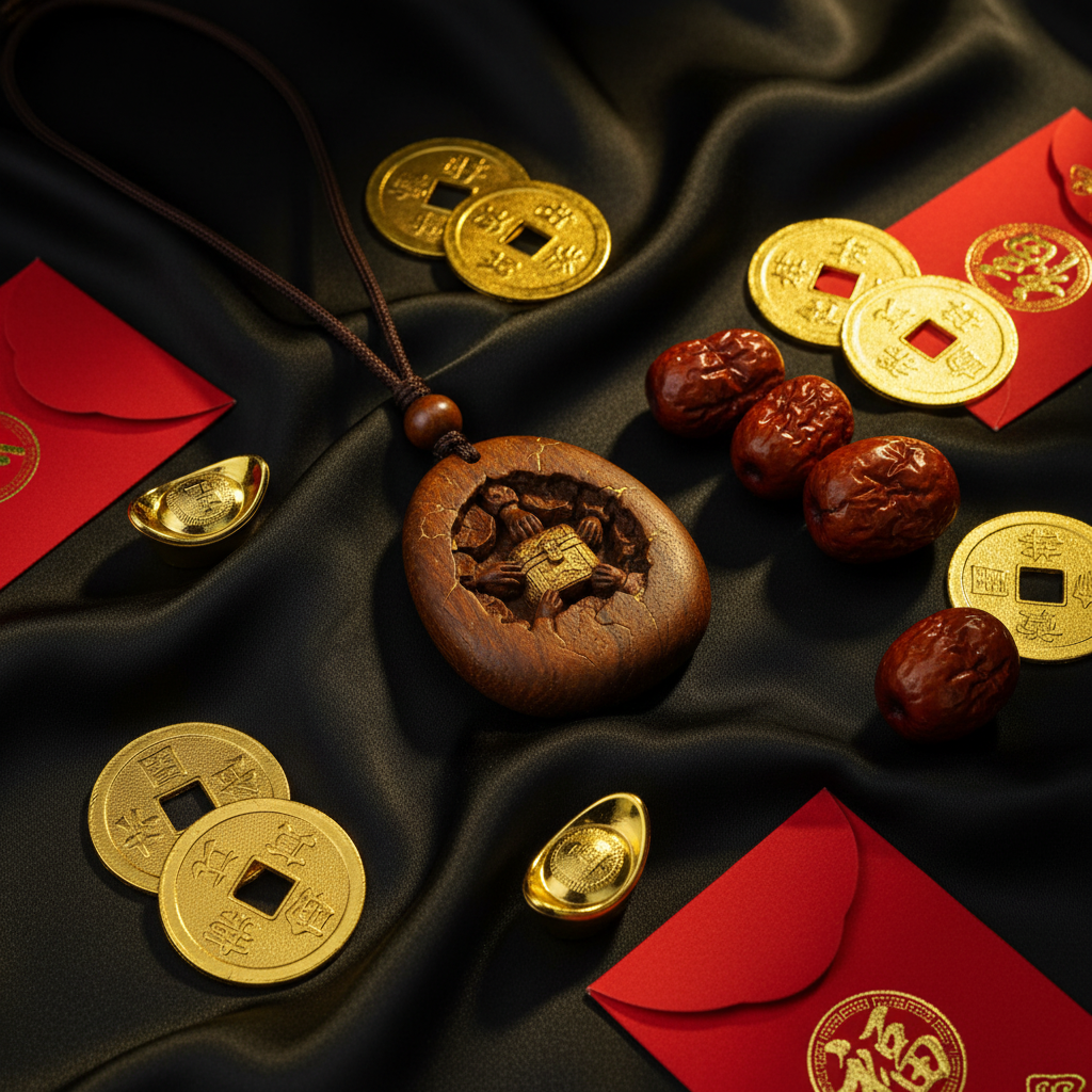 Master artisan hand-carving jujube wood pendant