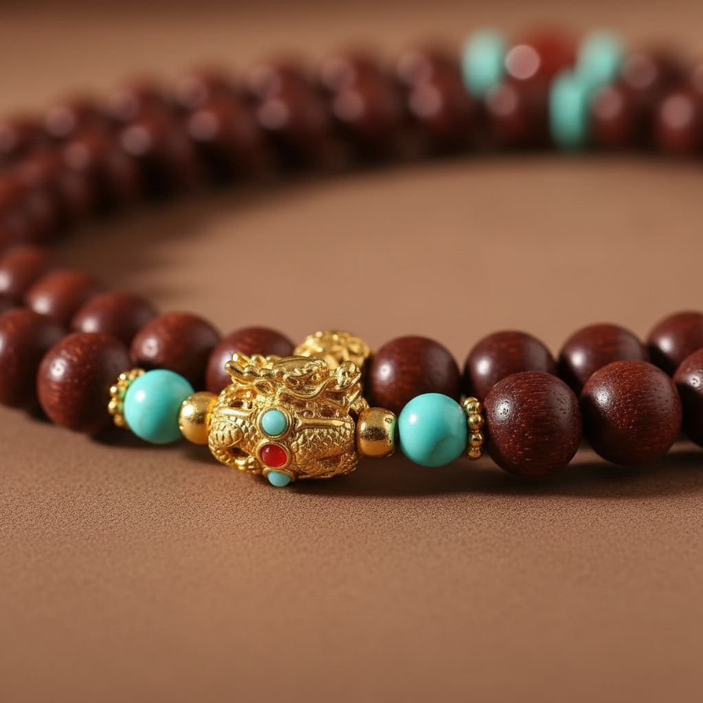 Zitan Incense Bracelet - Detail Close-up