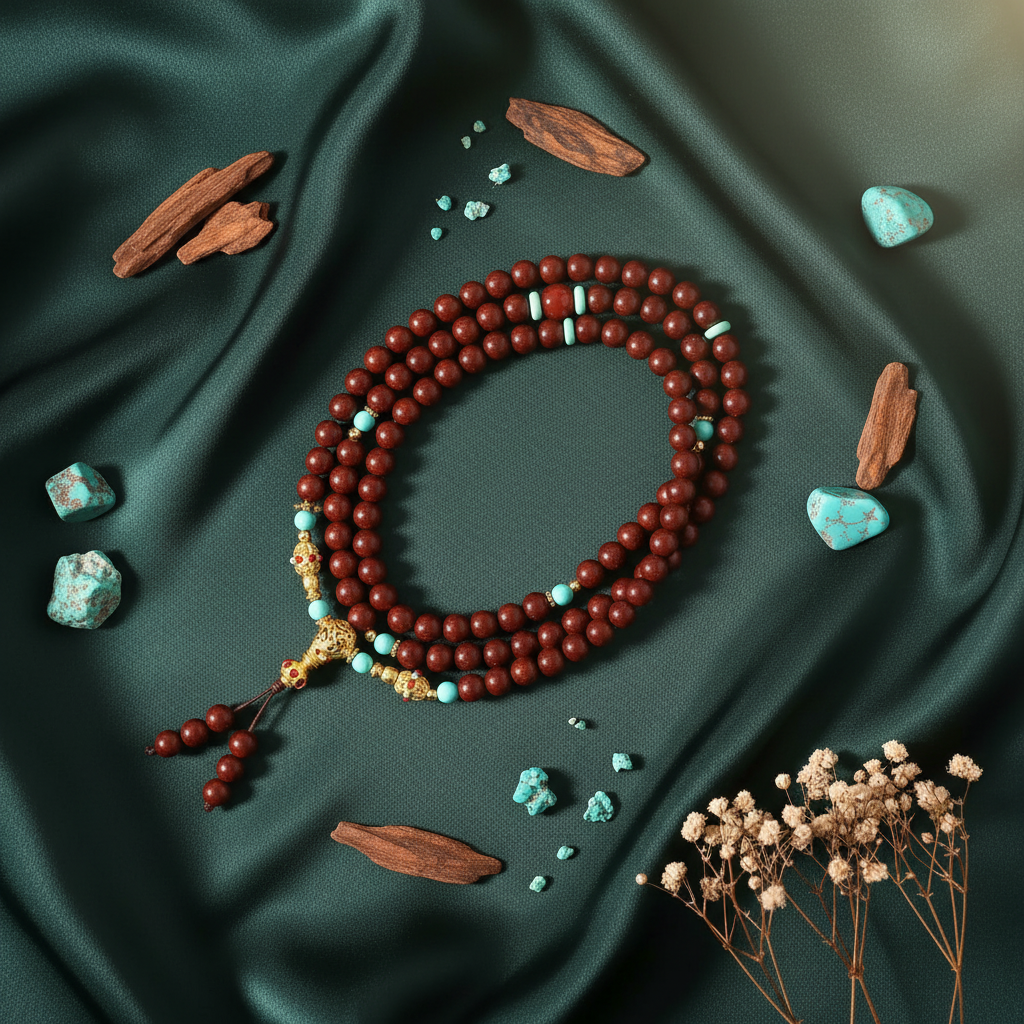 Zitan Incense Bracelet - Botanical Flat Lay