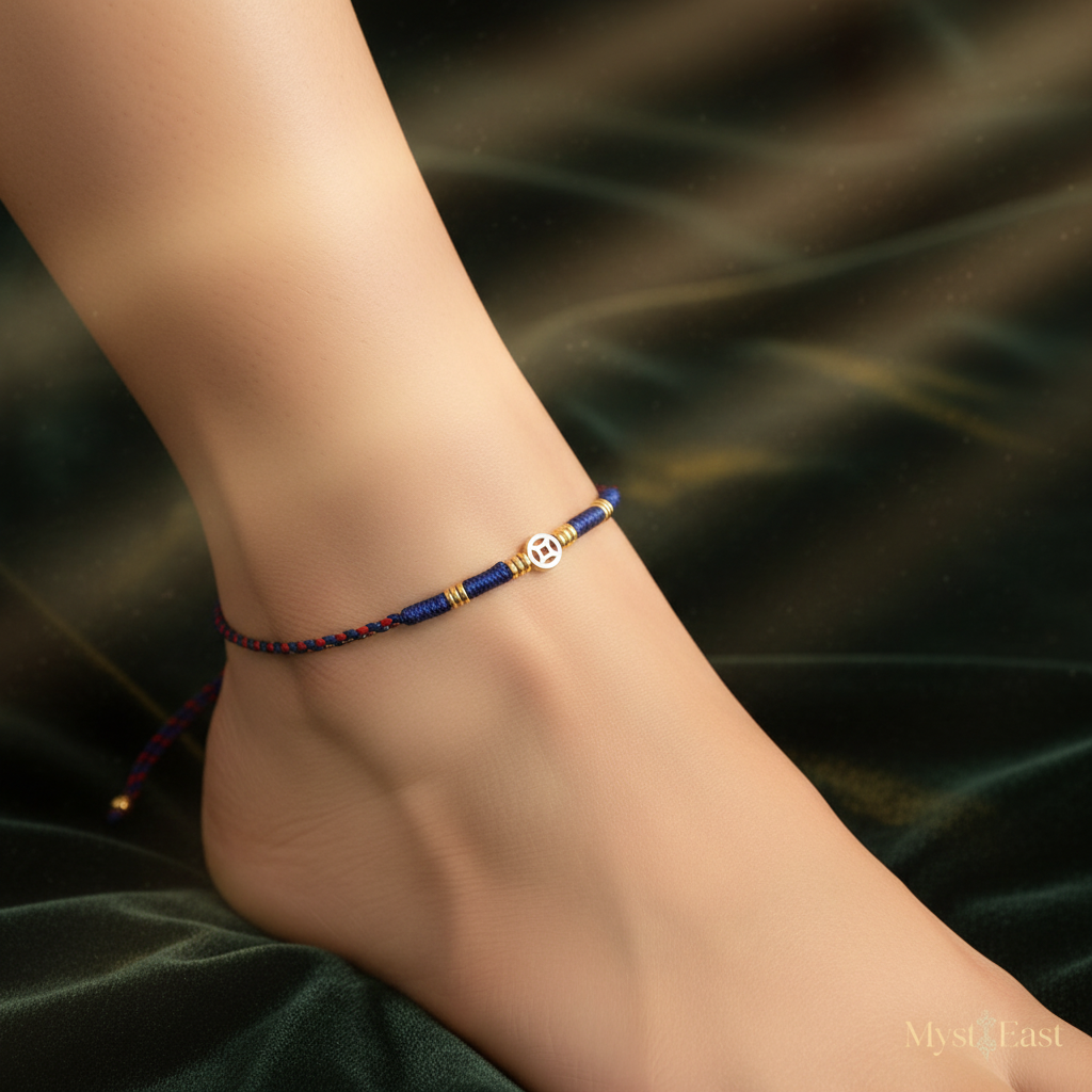 Fortune step anklet worn on ankle photo