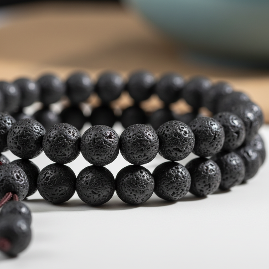 Five Elements Black 6mm bead detail close-up
